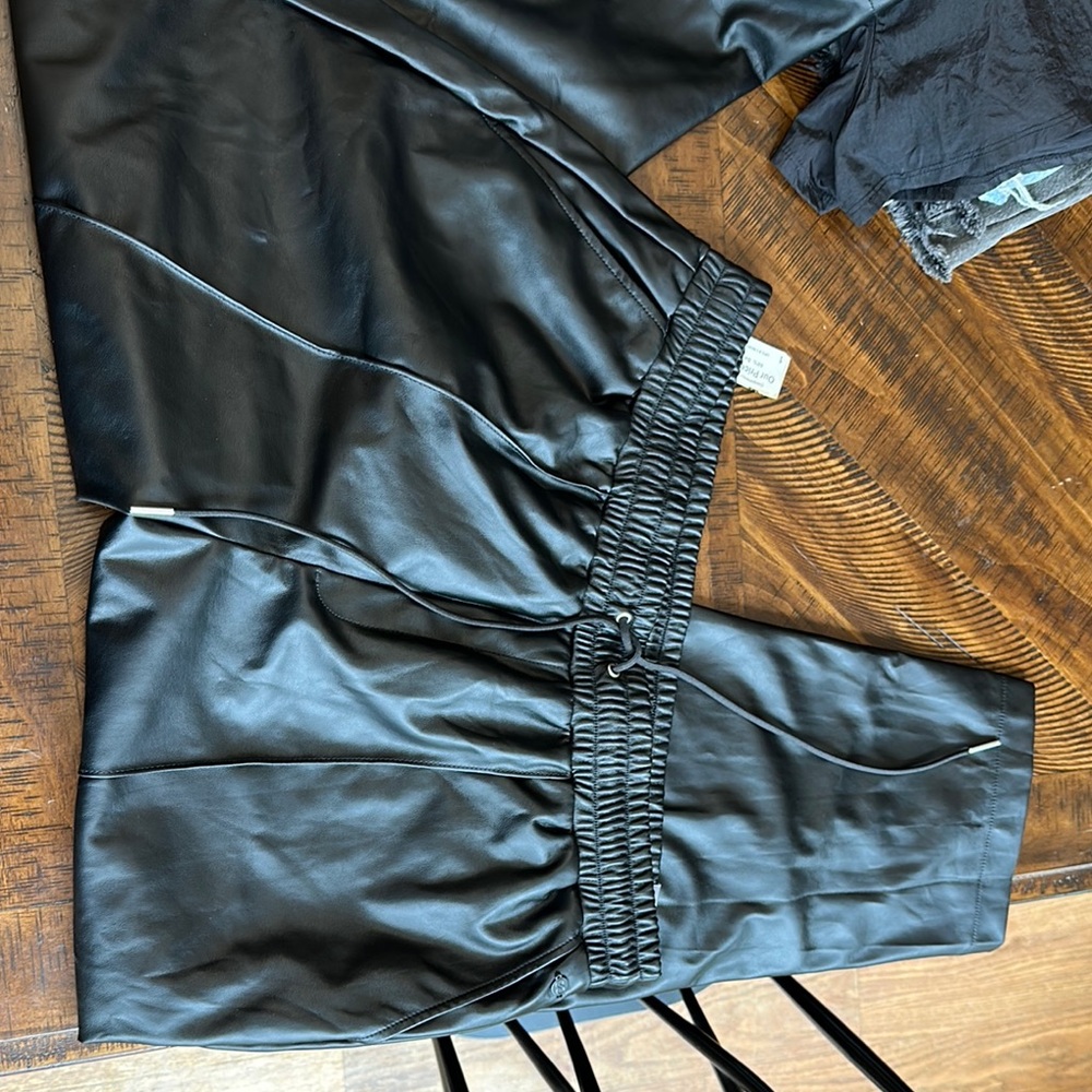Black Faux Leather Joggers
